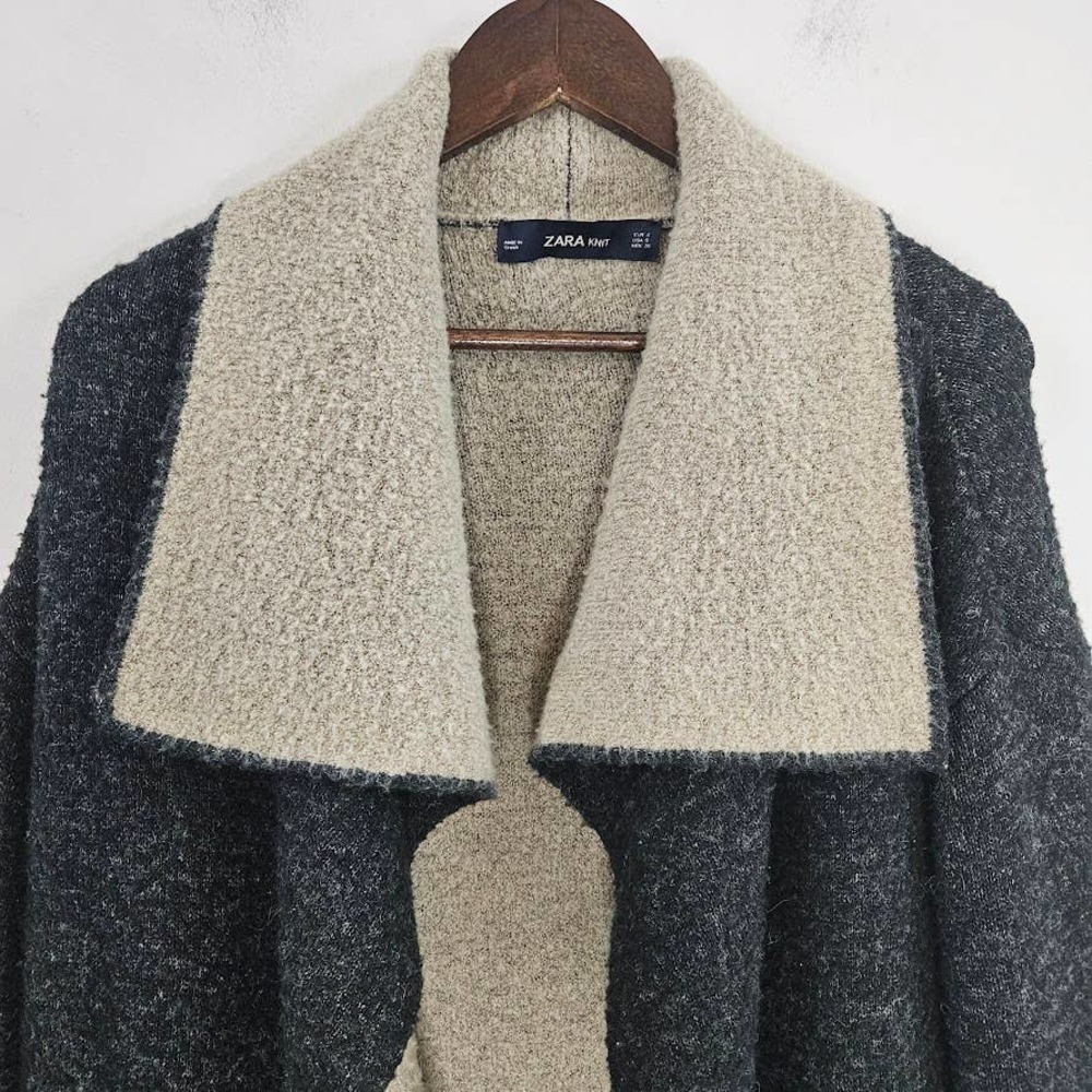 Zara Knit Women's Open Front Shawl Jacket Oversized Front Pockets Size S - Picture 2 of 14
